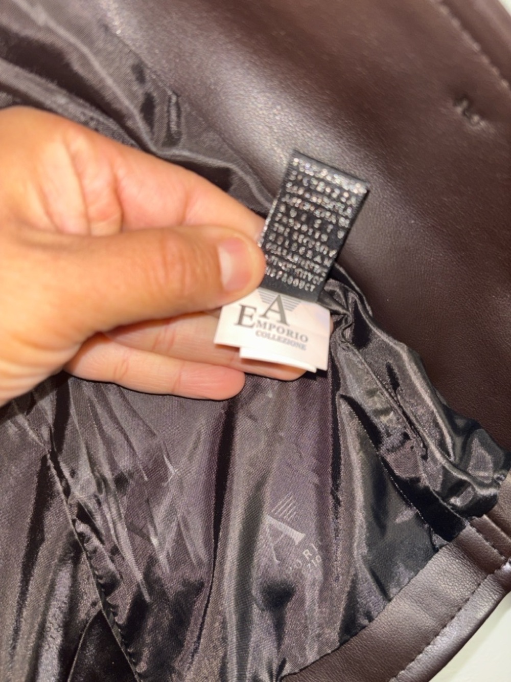 Emporio Armani Dark Brown Leather Jacket - Tailored Blazer Style - Picture 5 of 14